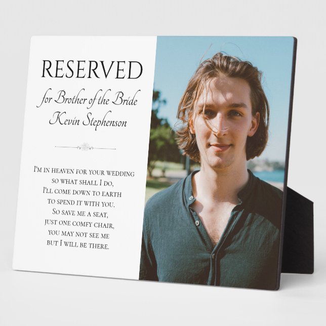 Plaque Photo Brother of the Bride in Heaven Poem Photo  (Côté)