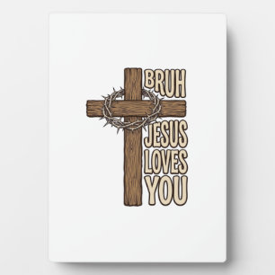 Plaque Photo Bruh Jésus T'aime Croix Vintage Chrétien Vecto