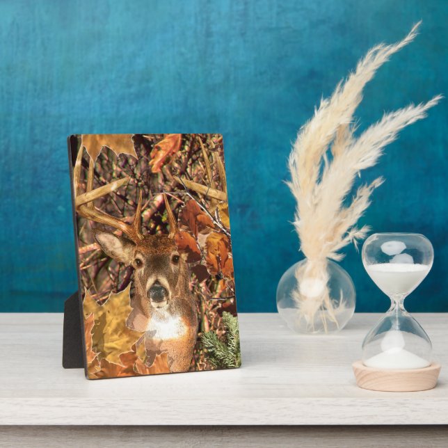 Plaque Photo Buck in Camo White Tail Deer (Côté)
