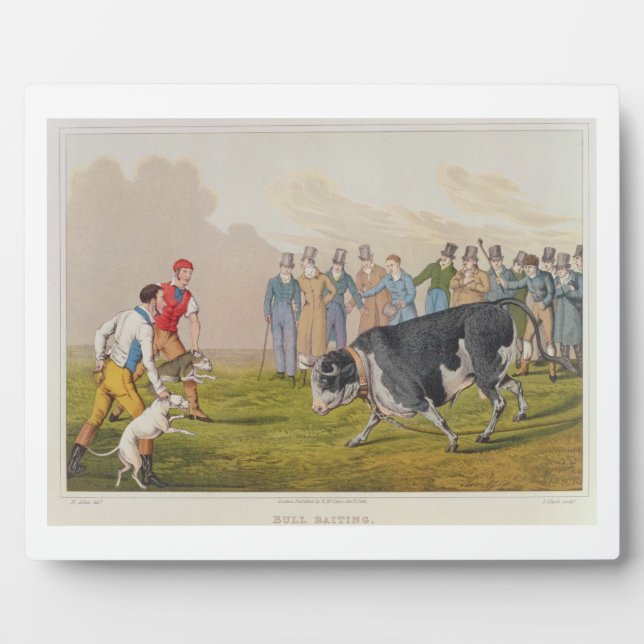 Plaque Photo 'Bull Baiting', pub.de Thomas McLean, 1820, (impri (Devant)