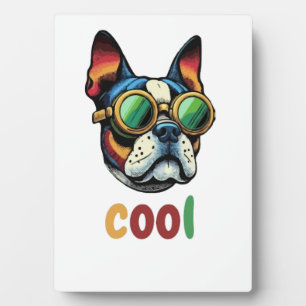 Plaque Photo Bulldog Pop Art avec lunettes