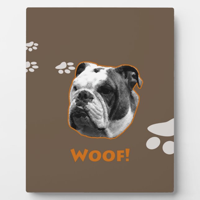 Plaque Photo Bulldog Woof (Devant)