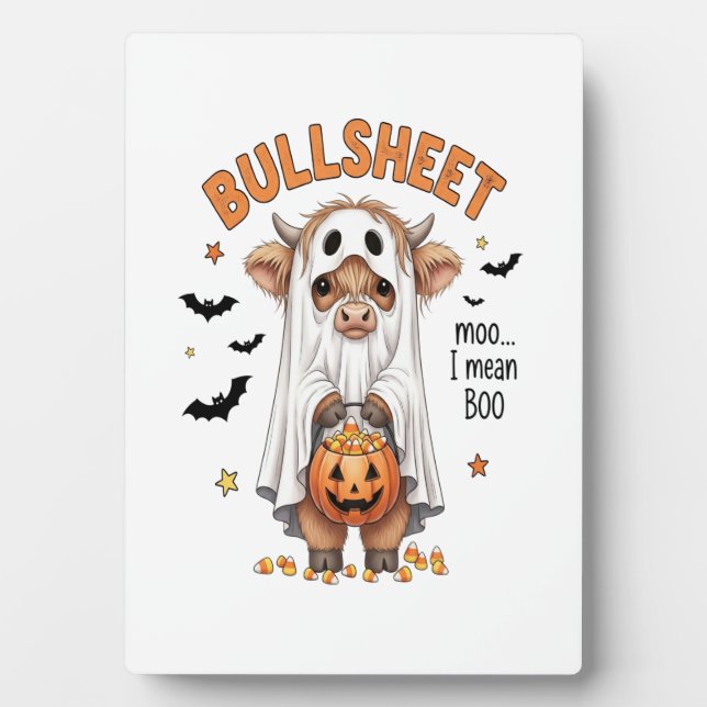 Plaque Photo Bullsheet Highland Cow Funny Ghost (Devant)