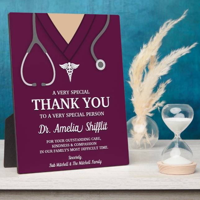 Plaque Photo Burgundy Scrubs Merci professionnel Médicale (Côté)