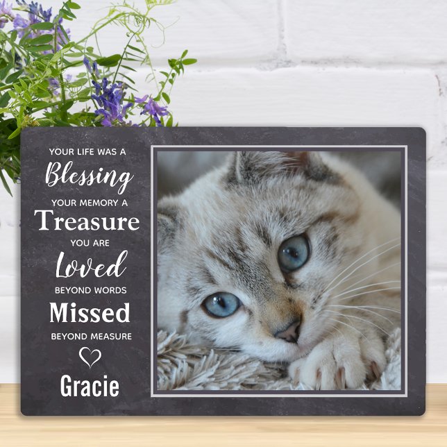 Plaque Photo Cadeau commémoratif pour chat - Cadeau de sympathi (Créateur téléchargé)