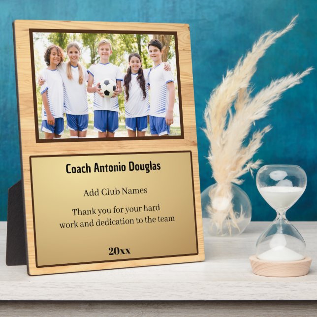 Plaque Photo Cadeau personnalisé pour entraîneur avec photo d'é (Côté)