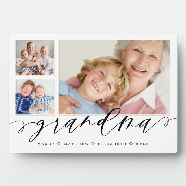 Plaque Photo Cadeau pour grand-mère | Grandchildren 3 Photo Col (Devant)