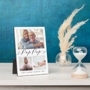 Plaque Photo Cadeau pour Pop Pop   Grandchildren 3 Photo Collag