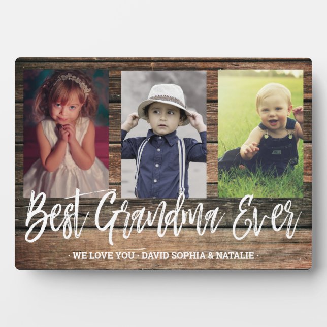 Plaque Photo Cadeau Rustique Meilleur grand-mère Jamais Photo C (Devant)