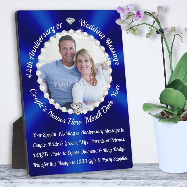 Plaque Photo Cadeaux d'anniversaire de Mariage personnalisé ou  (Personalized Wedding Anniversary Gifts. 10 year wedding anniversary gift for wife. 45th anniversary.)