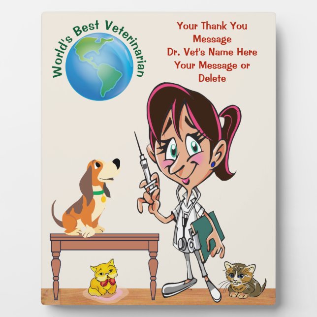 Plaque Photo Cadeaux de Merci personnalisés pour Vétérinaire (Devant)