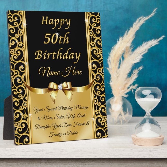 Plaque Photo Cadeaux personnalisés 50e anniversaire pour elle,  (Côté)