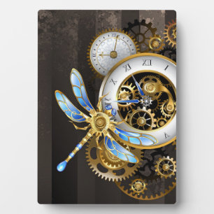 Plaque Photo Cadran Steampunk avec libellule
