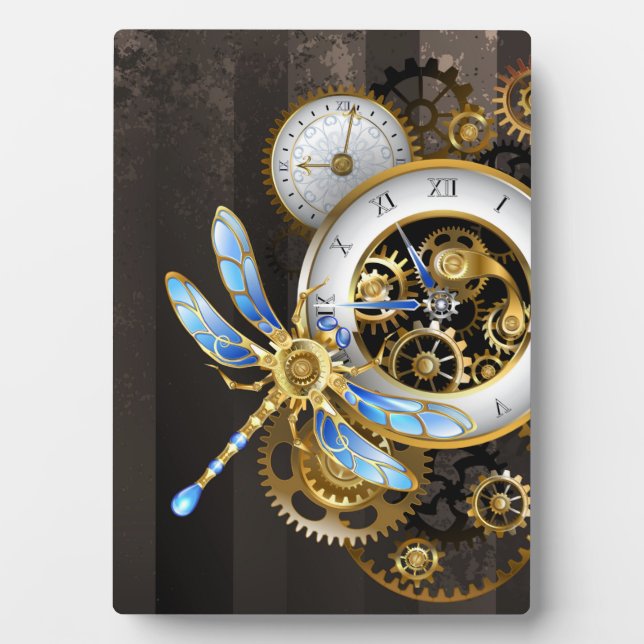 Plaque Photo Cadran Steampunk avec libellule (Devant)