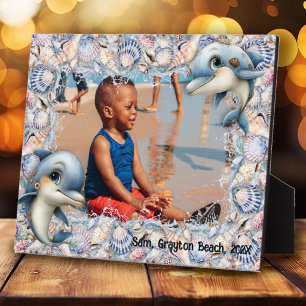Plaque Photo Cadre photo enfants dauphins et coquillages