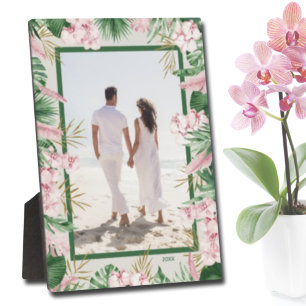 Plaque Photo Cadre photo sans bordure à fleurs tropicales