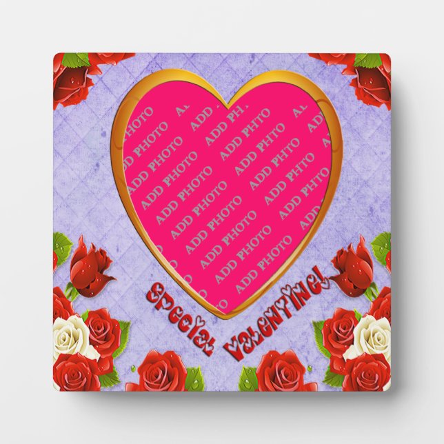 Plaque Photo Cadres cardiaques Saint-Valentin Ajouter une plaqu (Devant)