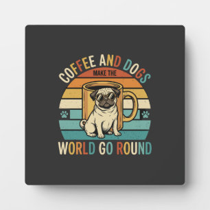 Plaque Photo Café et chiens Pug rétro amateur