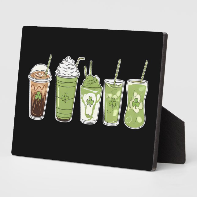 Plaque Photo Café Latte Green Cute Irish St Patrick's Day (Côté)