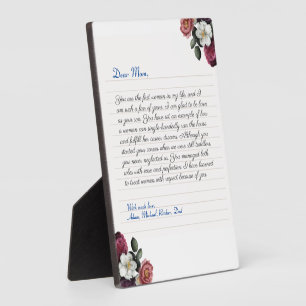 Plaque Photo Cahier personnalisé floral Message d'amour manuscr
