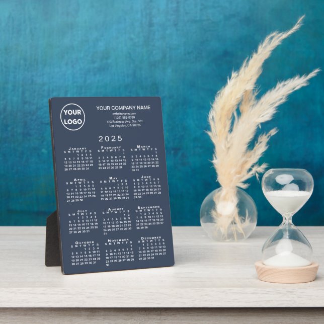Plaque Photo Calendrier 2025 Business Logo Texte Marine Blue De (Côté)