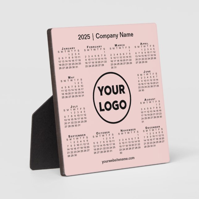 Plaque Photo Calendrier 2025 Entreprise Logo Pink Business (Recto)