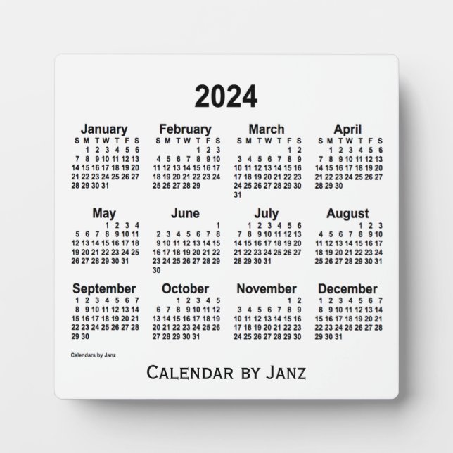 Plaque Photo Calendrier du bureau blanc 2024 par Janz (Devant)