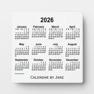 Plaque Photo Calendrier du bureau blanc 2026 par Janz