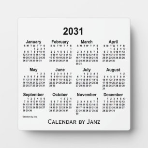 Plaque Photo Calendrier du bureau blanc 2031 par Janz