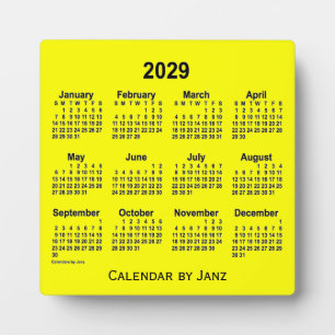 Plaque Photo Calendrier du bureau jaune 2029 par Janz