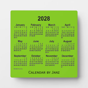 Plaque Photo Calendrier du bureau vert jaune 2028 par Janz