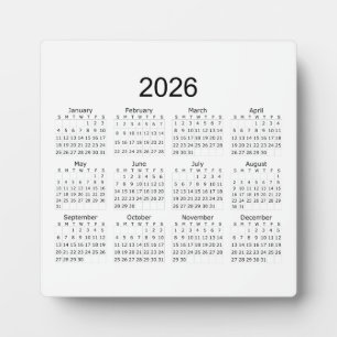 Plaque Photo Calendrier Minimaliste Simple 2026