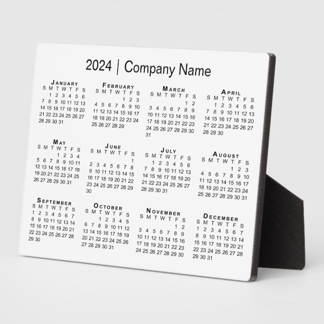 Plaque Photo Calendrier minimum 2024 Nom de l'entreprise Bureau (Côté)