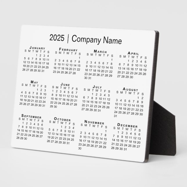 Plaque Photo Calendrier minimum 2025 Nom de l'entreprise Bureau (Côté)