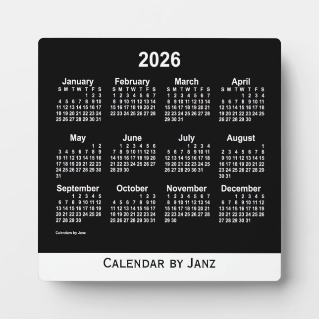 Plaque Photo Calendrier Neon White Desk 2026 par Janz (Devant)