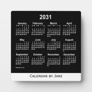 Plaque Photo Calendrier Neon White Desk 2031 par Janz