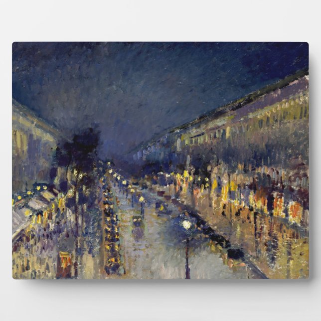 Plaque Photo Camille Pissarro - Boulevard Montmartre en nuit (Devant)