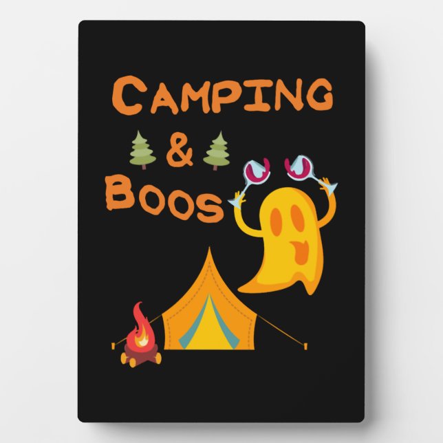 Plaque Photo Camping & Boos Ghosts Vin Camping Halloween (Devant)