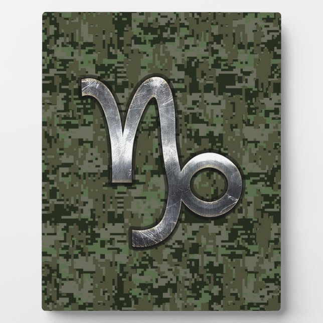 Plaque Photo Capricorn Zodiac Connexion vert olive camo numériq (Devant)