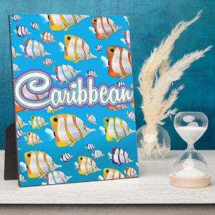 Plaque Photo Caribbean tropical fish Travel Poster.