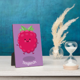 Plaque Photo Caricature de framboise très heureuse