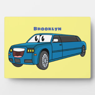 Plaque Photo Caricature de la Limousine bleu mignonne