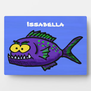 Plaque Photo Caricature de poisson de Piranha
