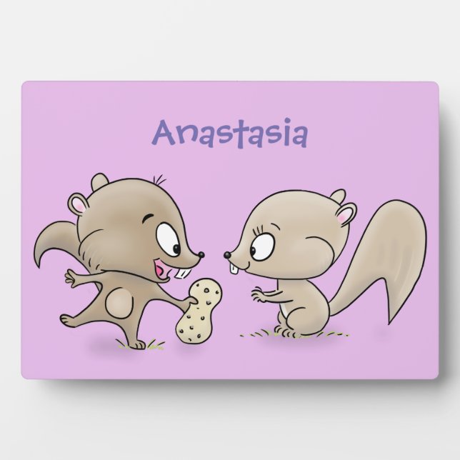 Plaque Photo Caricature d'écureuils marrants (Devant)