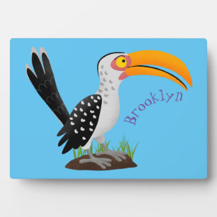Plaque Photo Caricature d'oiseau de safari de barbecue jaune am