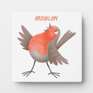 Plaque Photo Caricature d'oiseau rouge chantant mignon