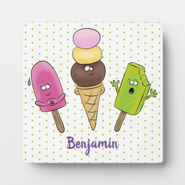 Plaque Photo Caricature drôles de glace popsicle dessin animé t (Devant)