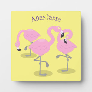 Plaque Photo Caricature en trio flamand rose mou