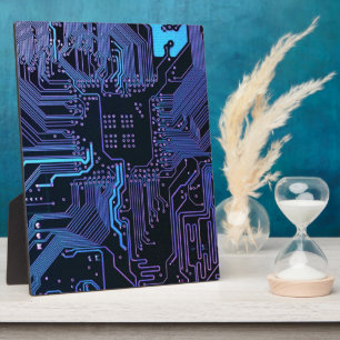 Plaque Photo Carte cool de circuit d'ordinateur bleu