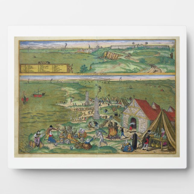 Plaque Photo Carte de Cadix, de Civitates Orbis Terrarum par G (Devant)